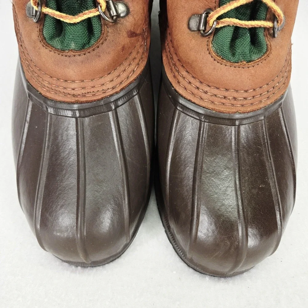 LL Bean Bean Boots Mens 8M Brown Green Duck G Force Compound Outdoor Waterproof